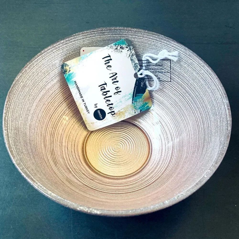 Pink Sparkling Handmade Silver Turkish Glass Decor Bowl